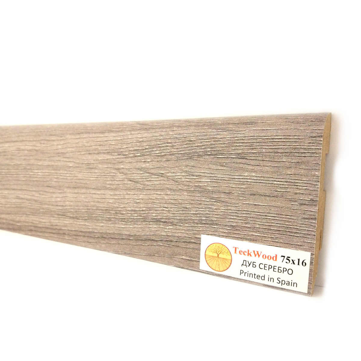 Плинтус МДФ ламинированный TeckWood Дуб Серебро Oak Silver 2000×75×16