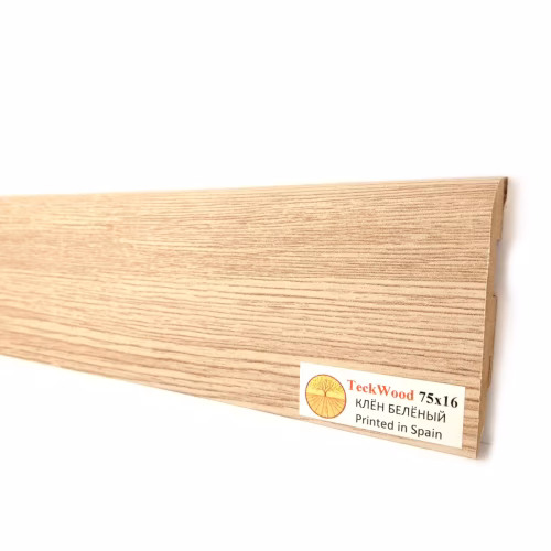 Плинтус МДФ ламинированный TeckWood Клен беленый White Maple 2000×75×16