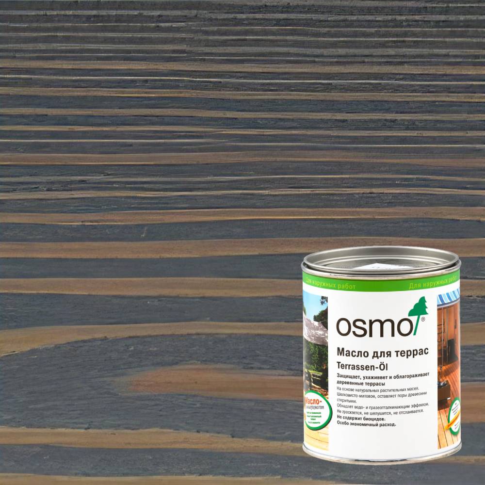 Масло для террас Osmo Terrassen-Ole цвет 027 Серый Мох шелковисто-матовое 0,75 л