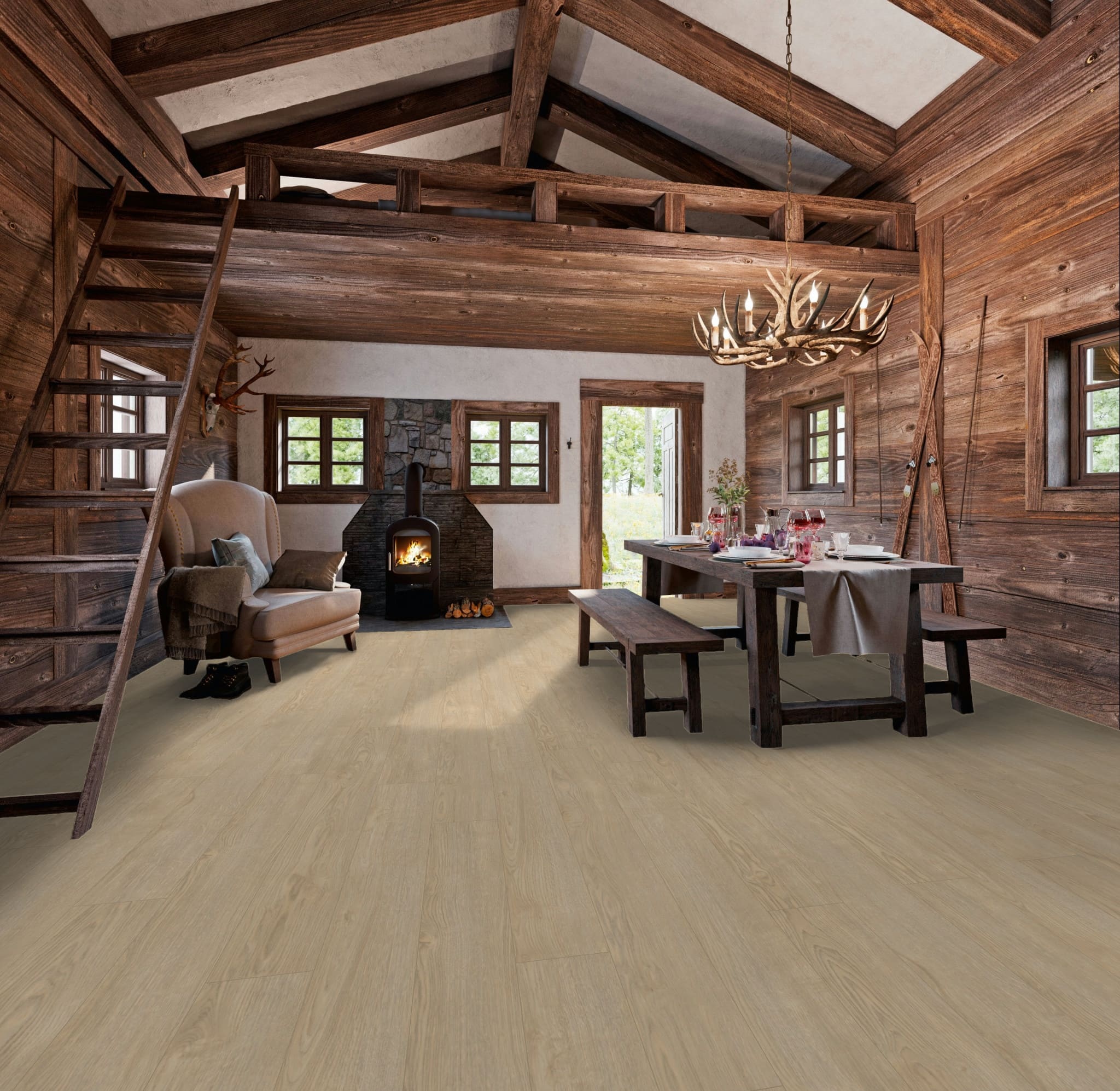 Ламинат My Floor Chalet Дуб Руби Серебристый M1024 1380×193×10 фото в интерьере