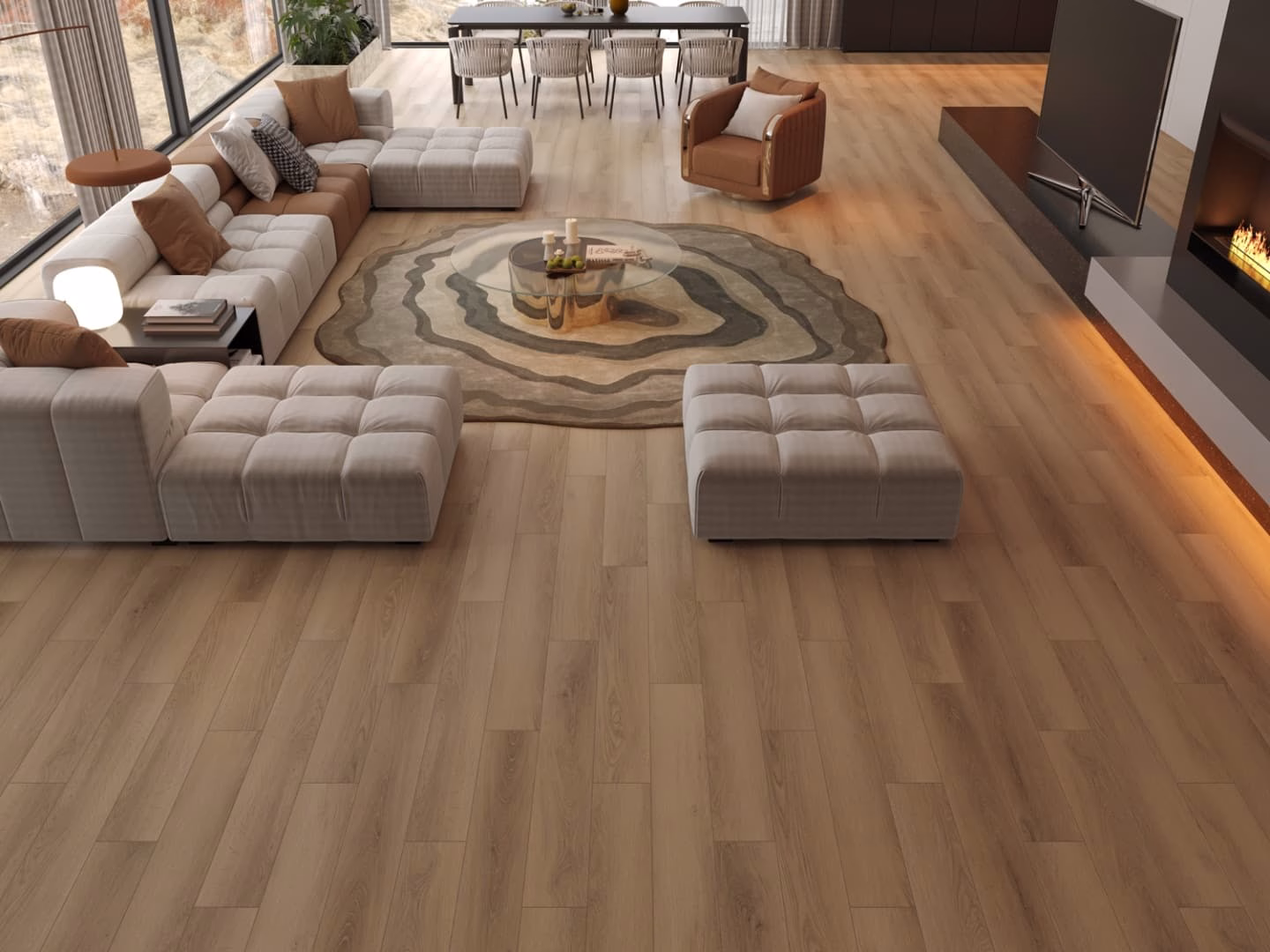 Кварцвиниловый SPC ламинат Alpine Floor Титан 8 Тритон ECO 27-8-R 1220×183×8 фото в интерьере