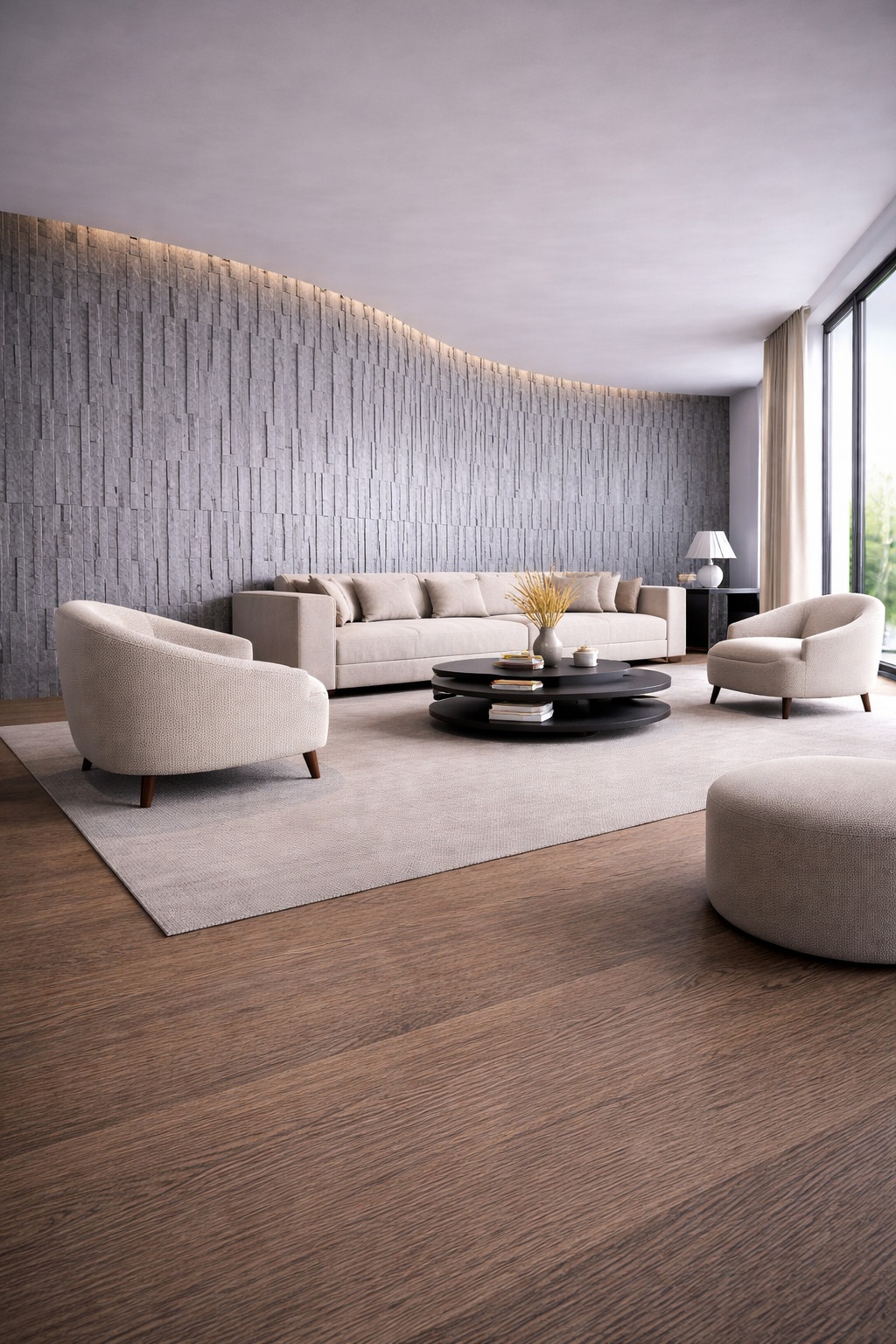 Гибкий камень Alpine Walls Гибкая керамика Muro Verticale MTR-003PW 1200×600×6 фото в интерьере