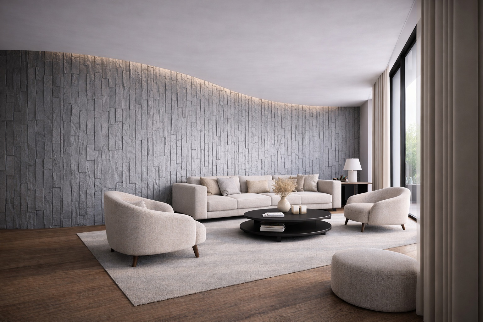 Гибкий камень Alpine Walls Гибкая керамика Muro Verticale MTR-003PW 1200×600×6 фото в интерьере