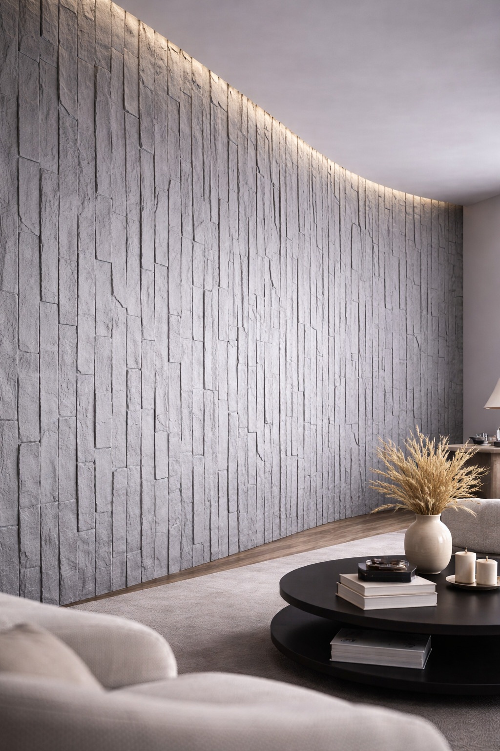 Гибкий камень Alpine Walls Гибкая керамика Muro Verticale MTR-003PW 1200×600×6 фото в интерьере