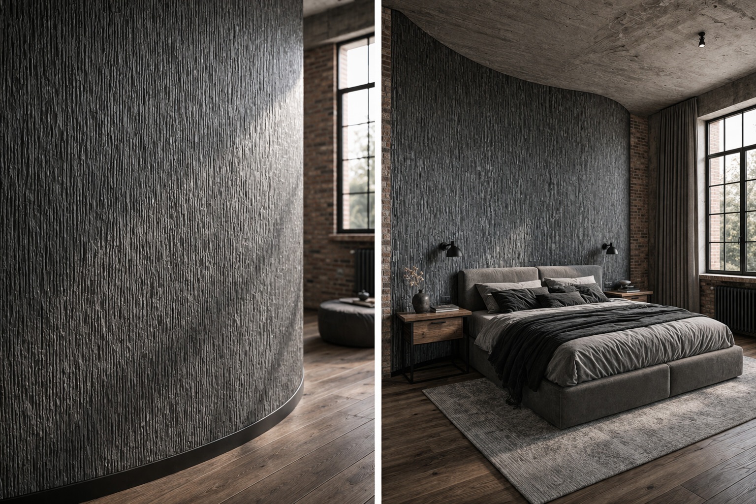 Гибкий камень Alpine Walls Гибкая керамика Varsavia MTR-011PW 1180×540×7 фото в интерьере