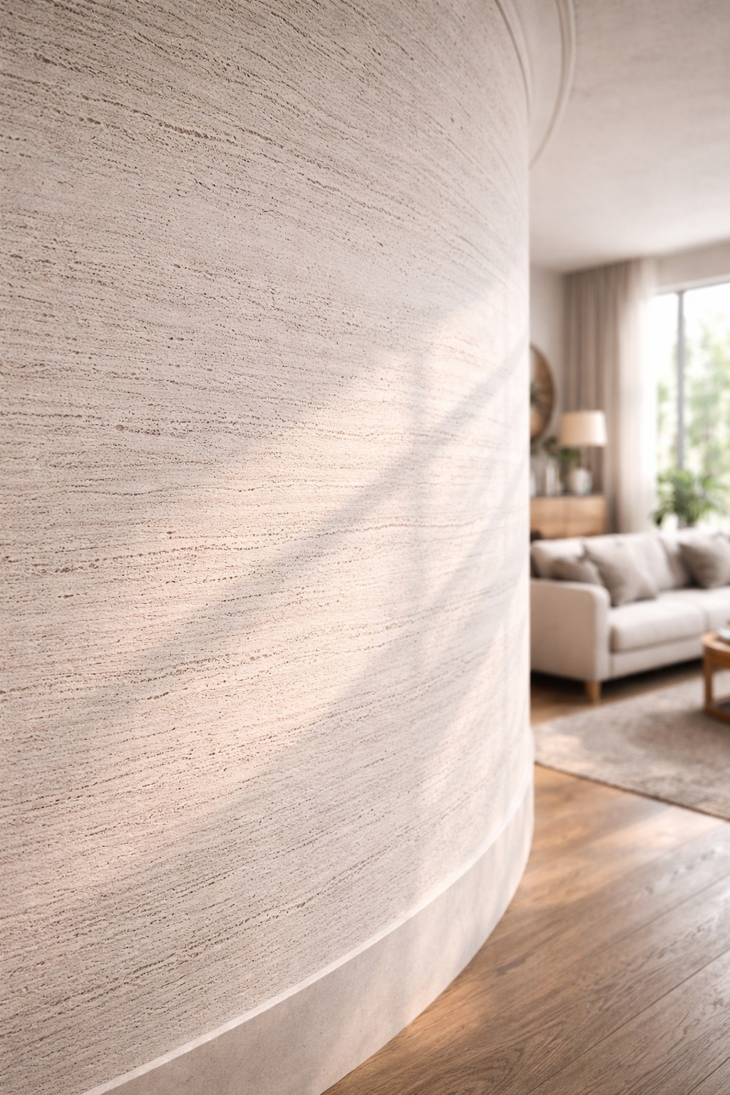 Гибкий камень Alpine Walls Гибкая керамика Travertino Grigio MTR-012PW 1200×600×4 фото в интерьере
