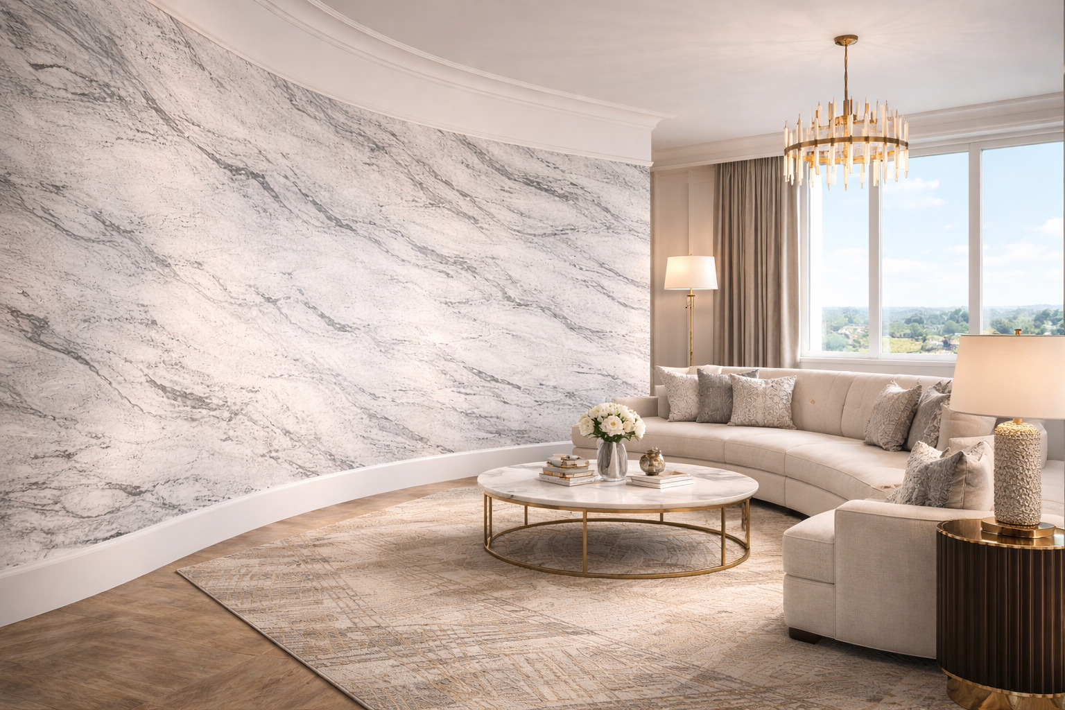 Гибкий камень Alpine Walls Гибкая керамика Marmo Tempesta MTR-015PW 1200×600×4 фото в интерьере
