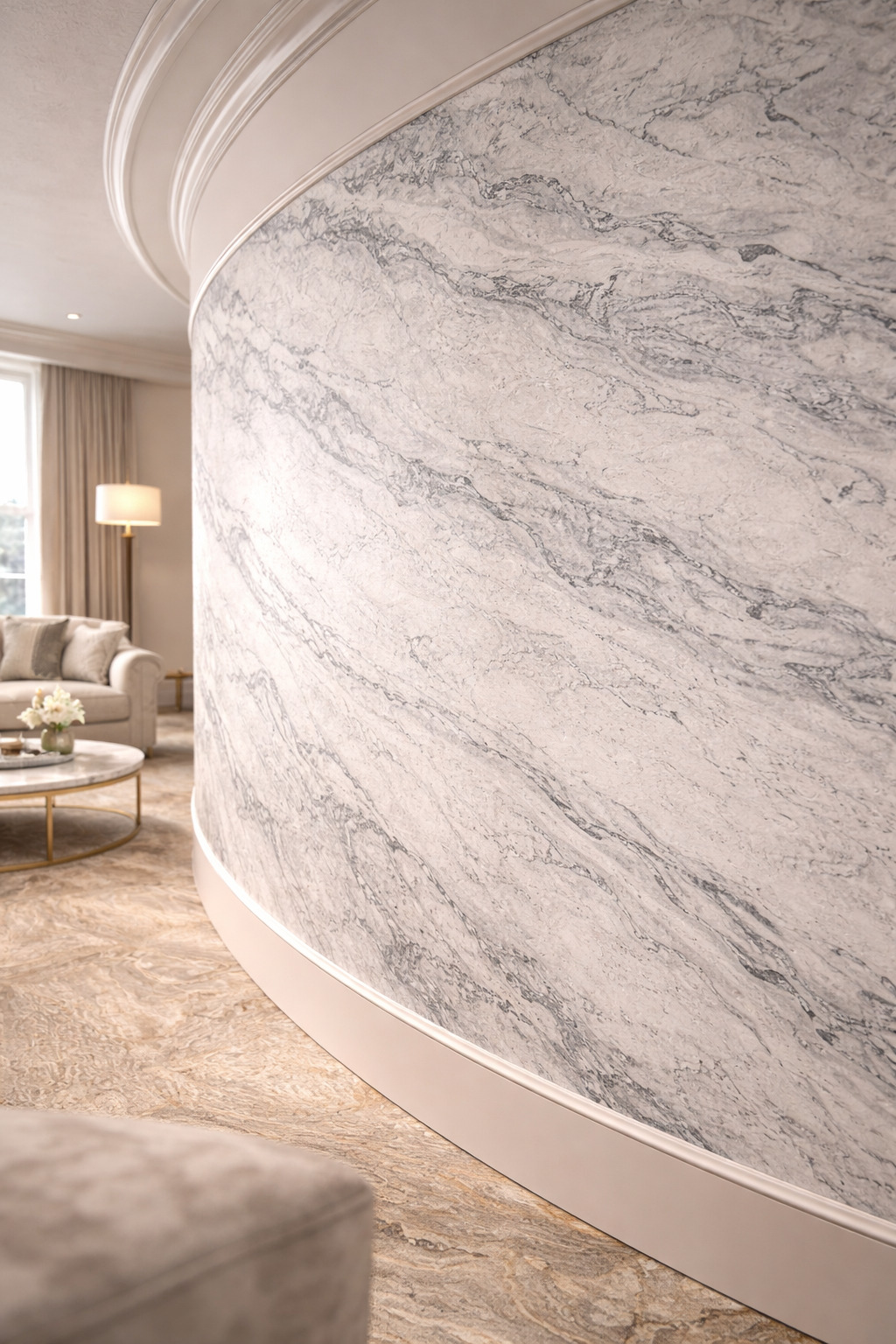 Гибкий камень Alpine Walls Гибкая керамика Marmo Tempesta MTR-015PW 1200×600×4 фото в интерьере