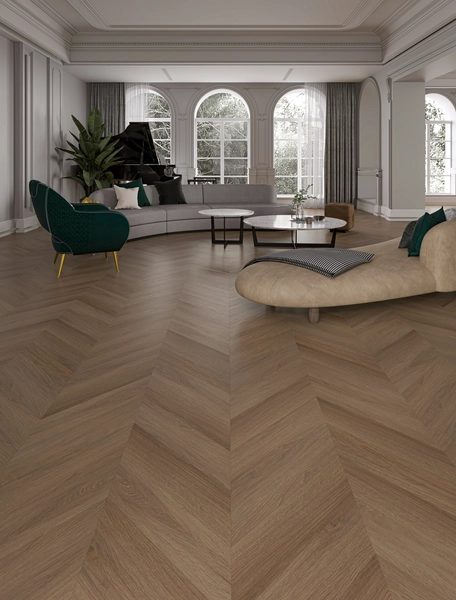 Ламинат My Step Herringbone Chevron Вале MS6412 французская елка 550×112×12 фото в интерьере