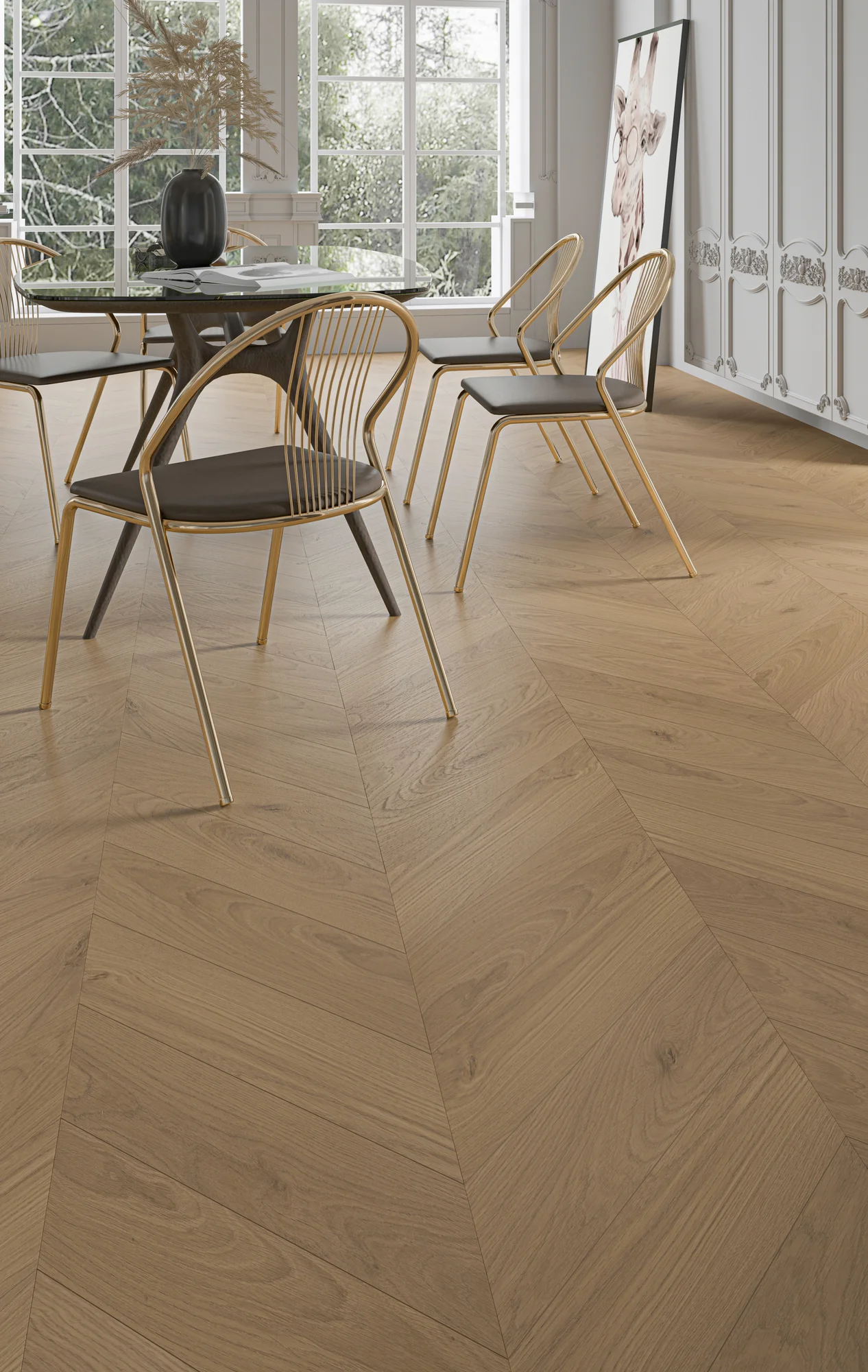 Ламинат My Step Herringbone Chevron Треви MS6512 французская елка 550×112×12 фото в интерьере