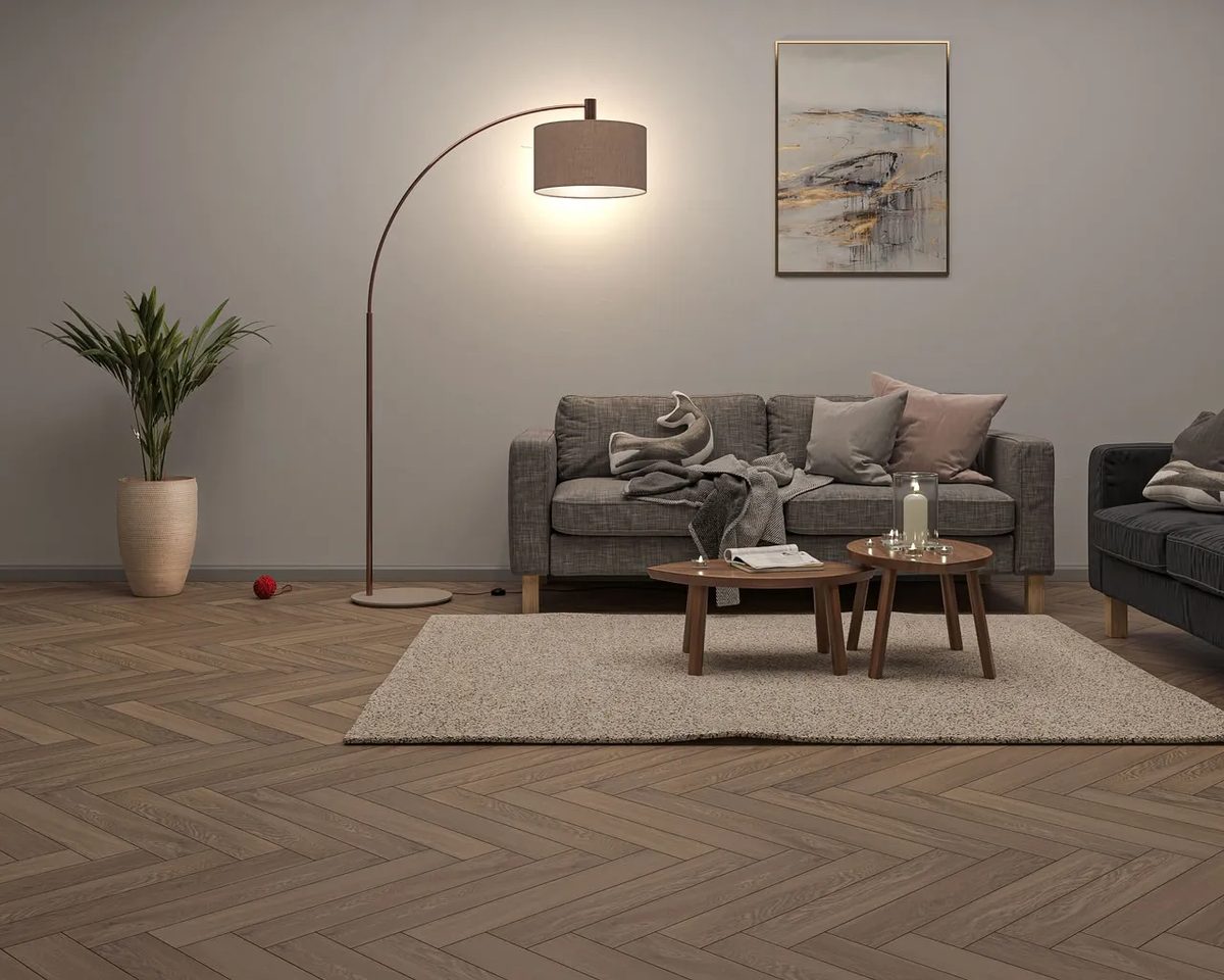 Ламинат My Step Herringbone 8 Дуб Бордо MS4208 венгерская елка 600×100×8 фото в интерьере