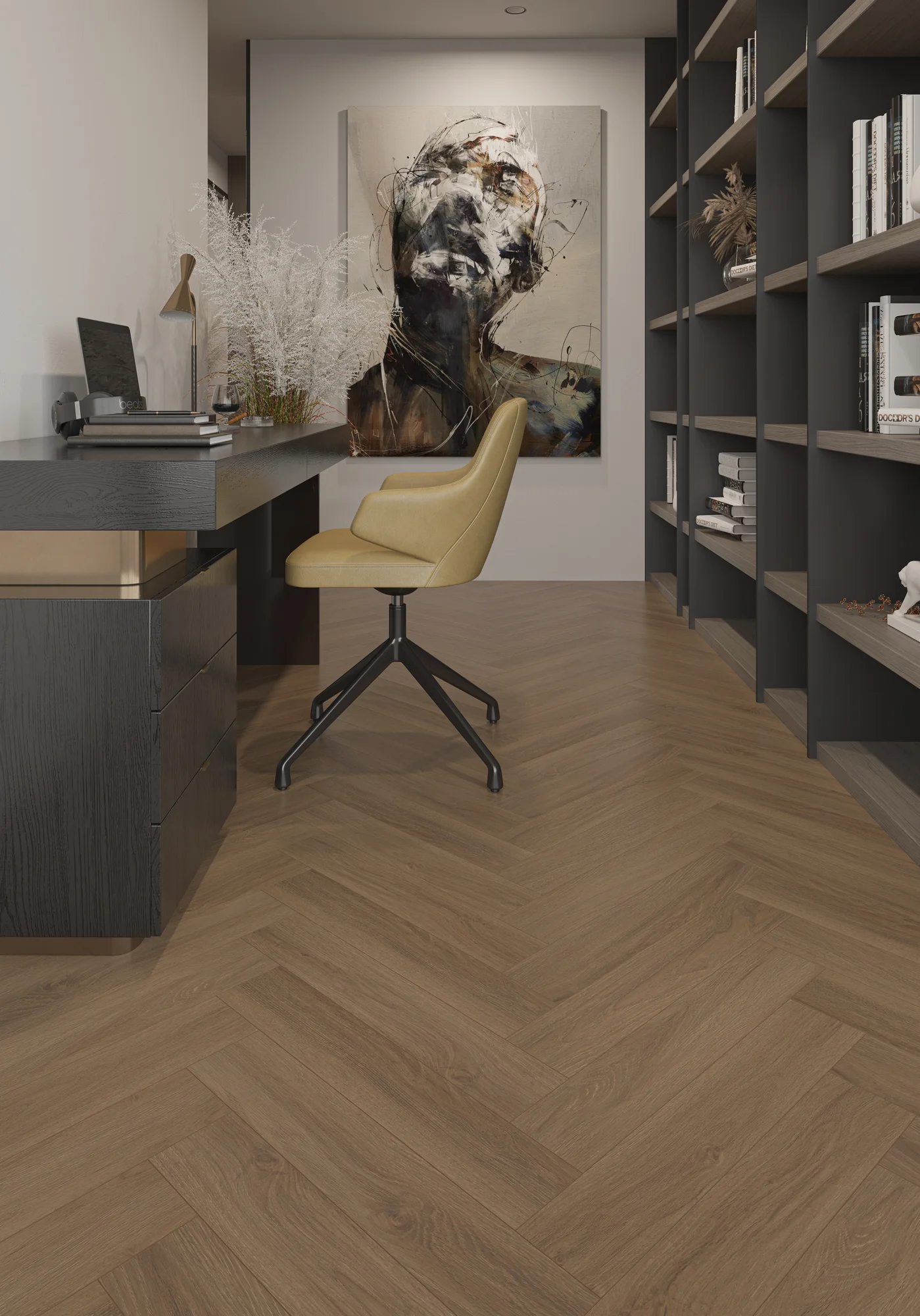 Ламинат My Step Herringbone 8 Тренд MS7008 венгерская елка 600×100×8 фото в интерьере