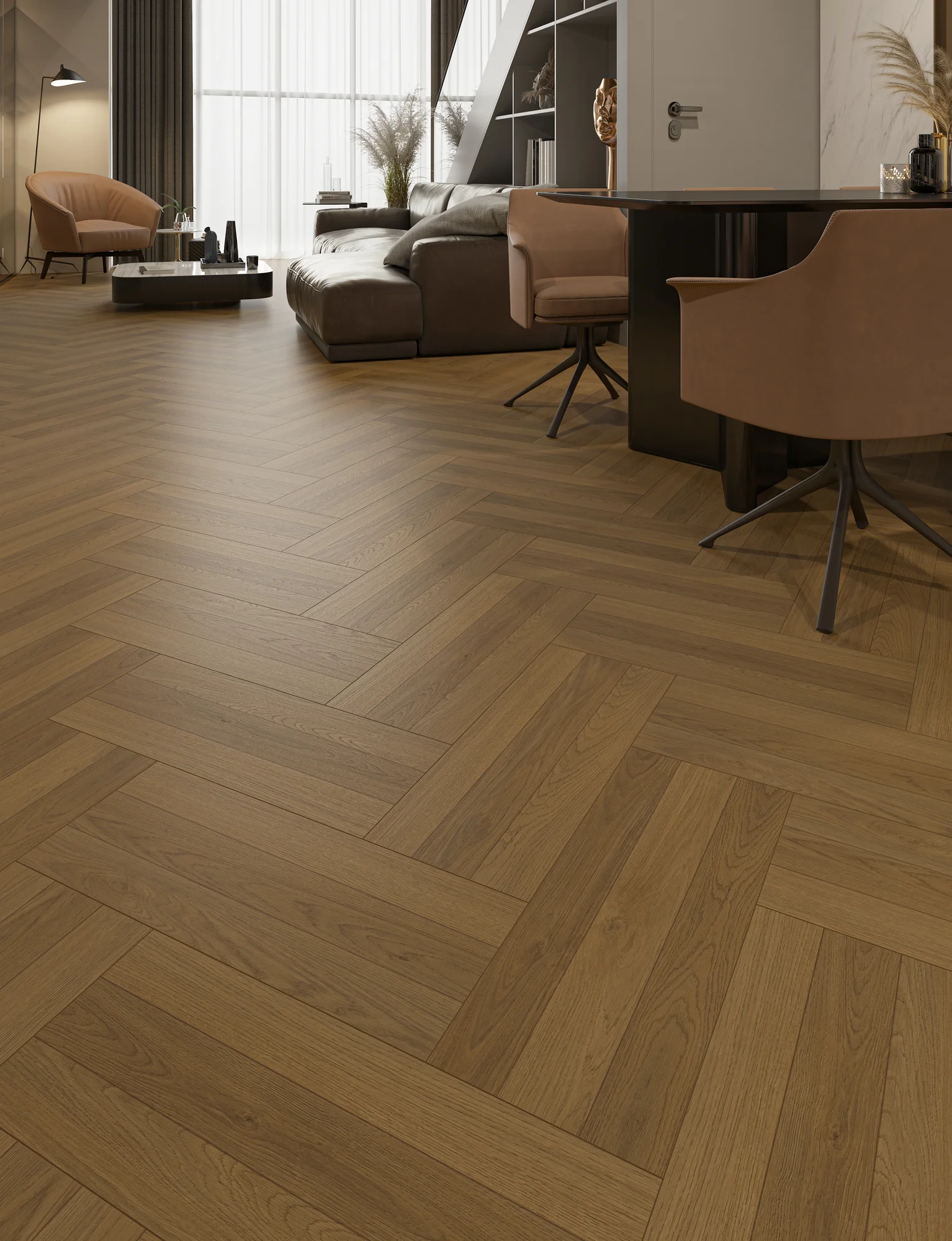 Ламинат My Step Herringbone 8 Вега MS6708 венгерская елка 600×238×8 фото в интерьере