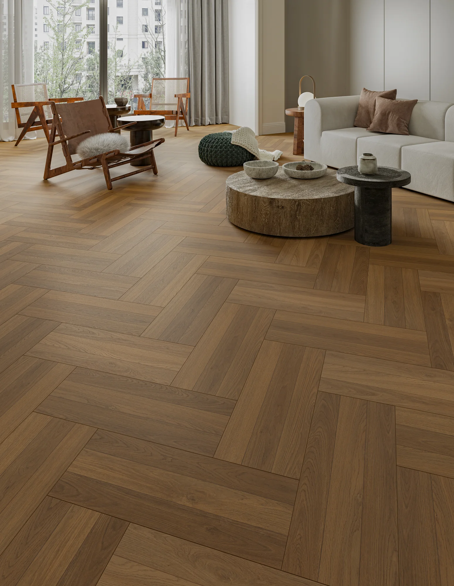 Ламинат My Step Herringbone 8 Кион MS6808 венгерская елка 600×238×8 фото в интерьере