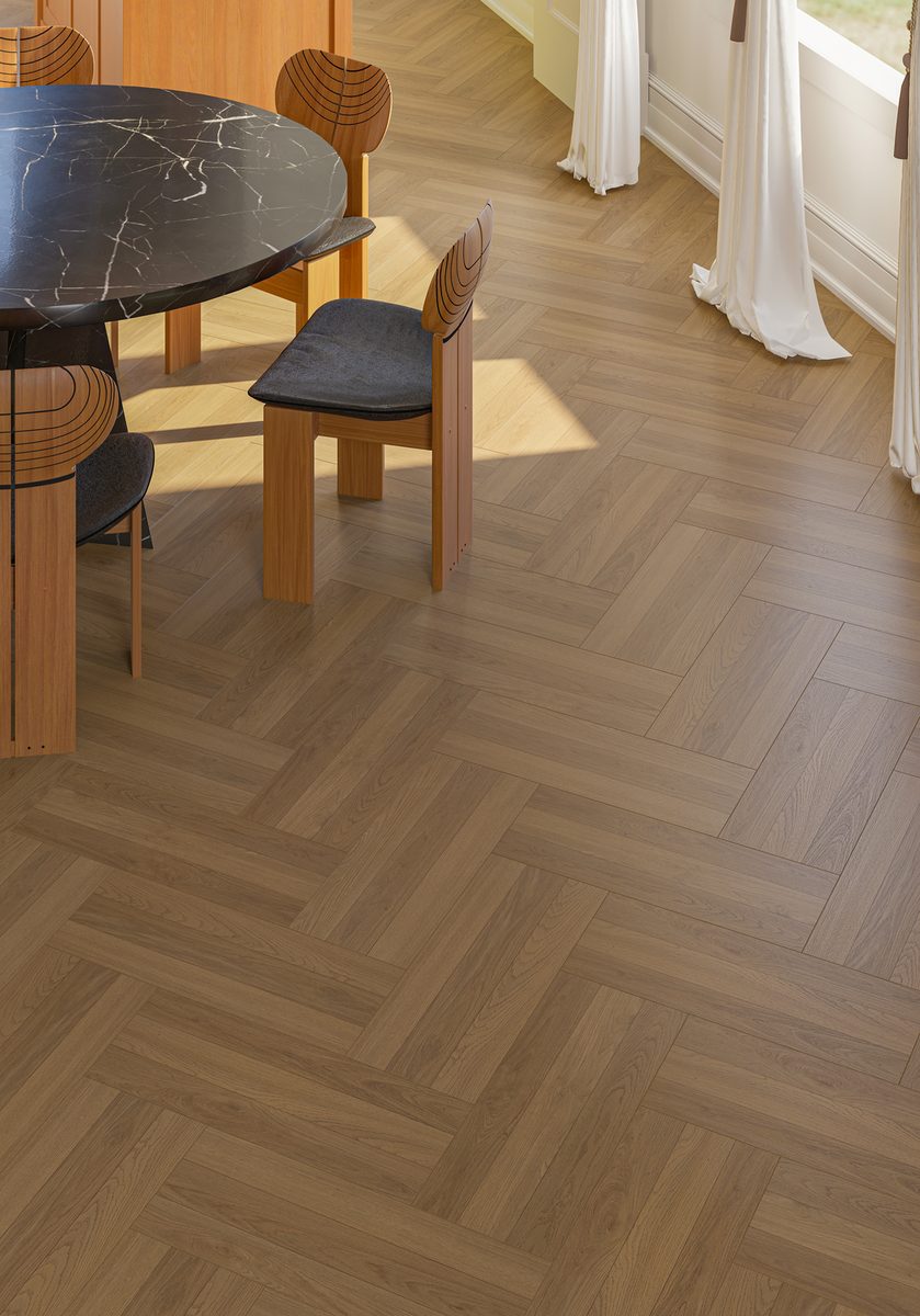 Ламинат My Step Herringbone 8 Фумо MS6908 венгерская елка 600×238×8 фото в интерьере