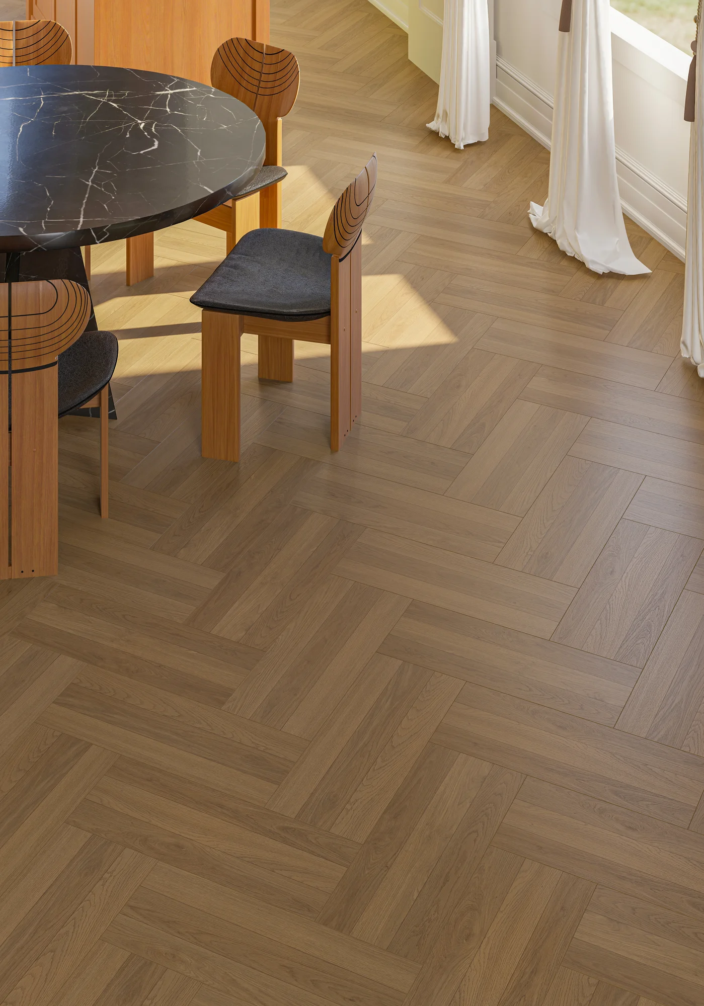 Ламинат My Step Herringbone 8 Фумо MS6908 венгерская елка 600×238×8 фото в интерьере