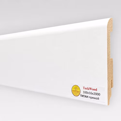 Плинтус МДФ ламинированный TeckWood белый Титан 2000×100×16
