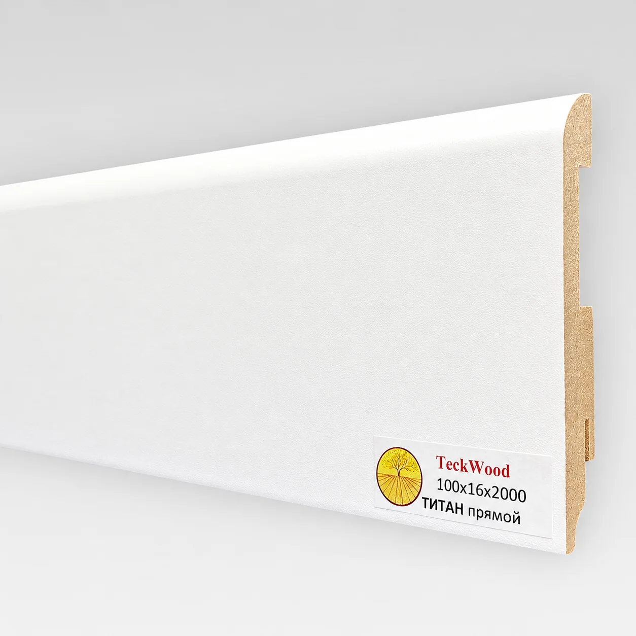 Плинтус МДФ ламинированный TeckWood белый Титан 2000×100×16