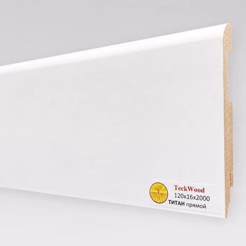 Плинтус МДФ ламинированный TeckWood белый Титан 2000×120×16