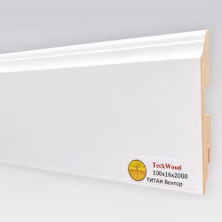 Плинтус МДФ ламинированный TeckWood белый Титан Вектор 2000×100×16