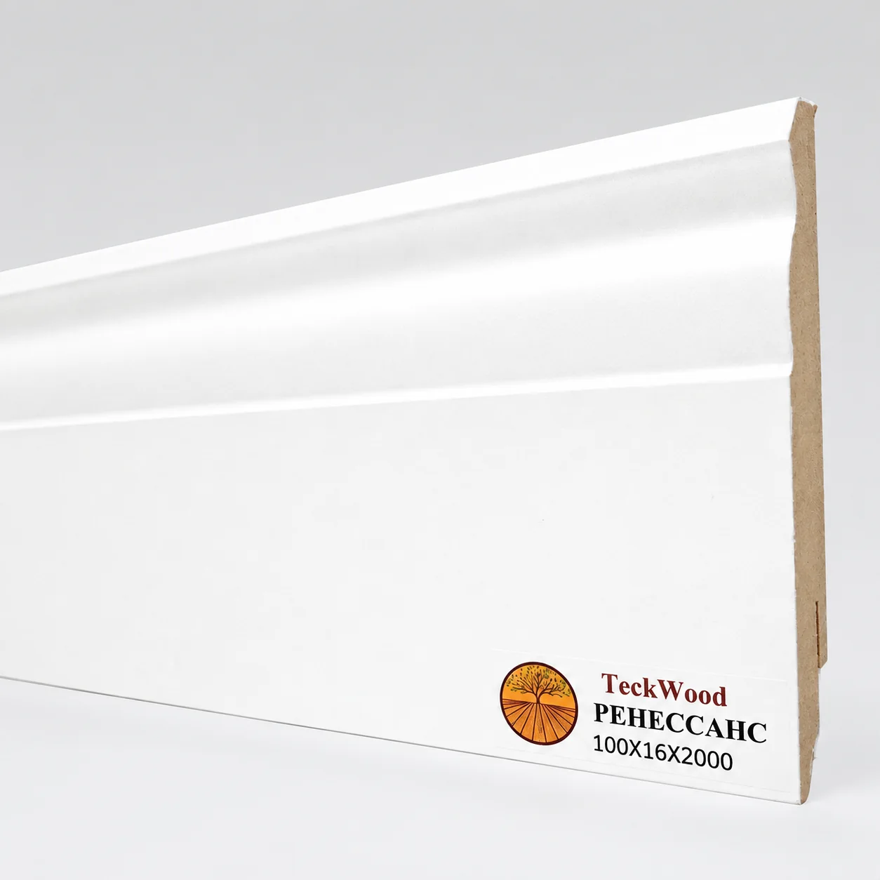 Плинтус МДФ ламинированный TeckWood белый Ренессанс матовый 2000×100×16