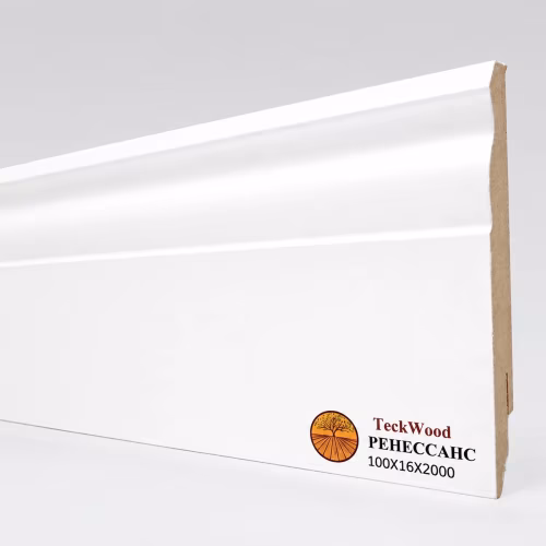 Плинтус МДФ ламинированный TeckWood белый Ренессанс матовый 2000×100×16