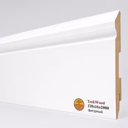 Плинтус МДФ ламинированный TeckWood фигурный белый матовый 2000×120×16