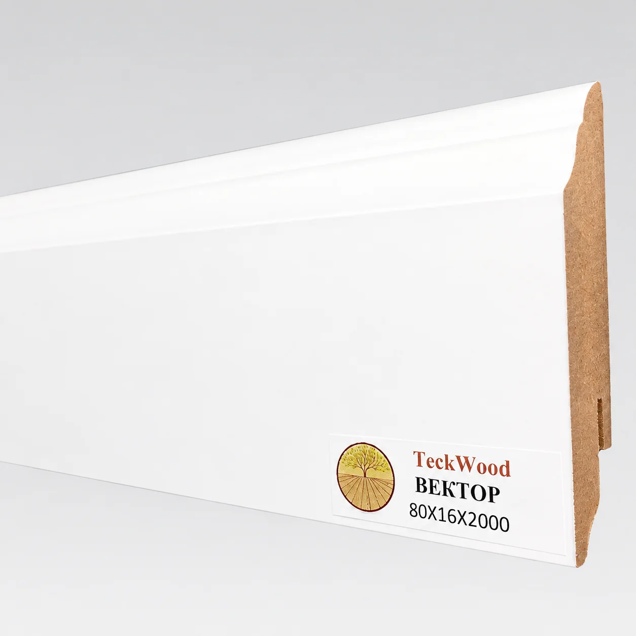 Плинтус МДФ ламинированный TeckWood белый Вектор матовый 2000×80×16