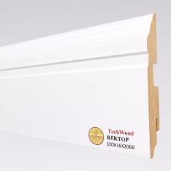 Плинтус МДФ ламинированный TeckWood белый Вектор матовый 2000×100×16