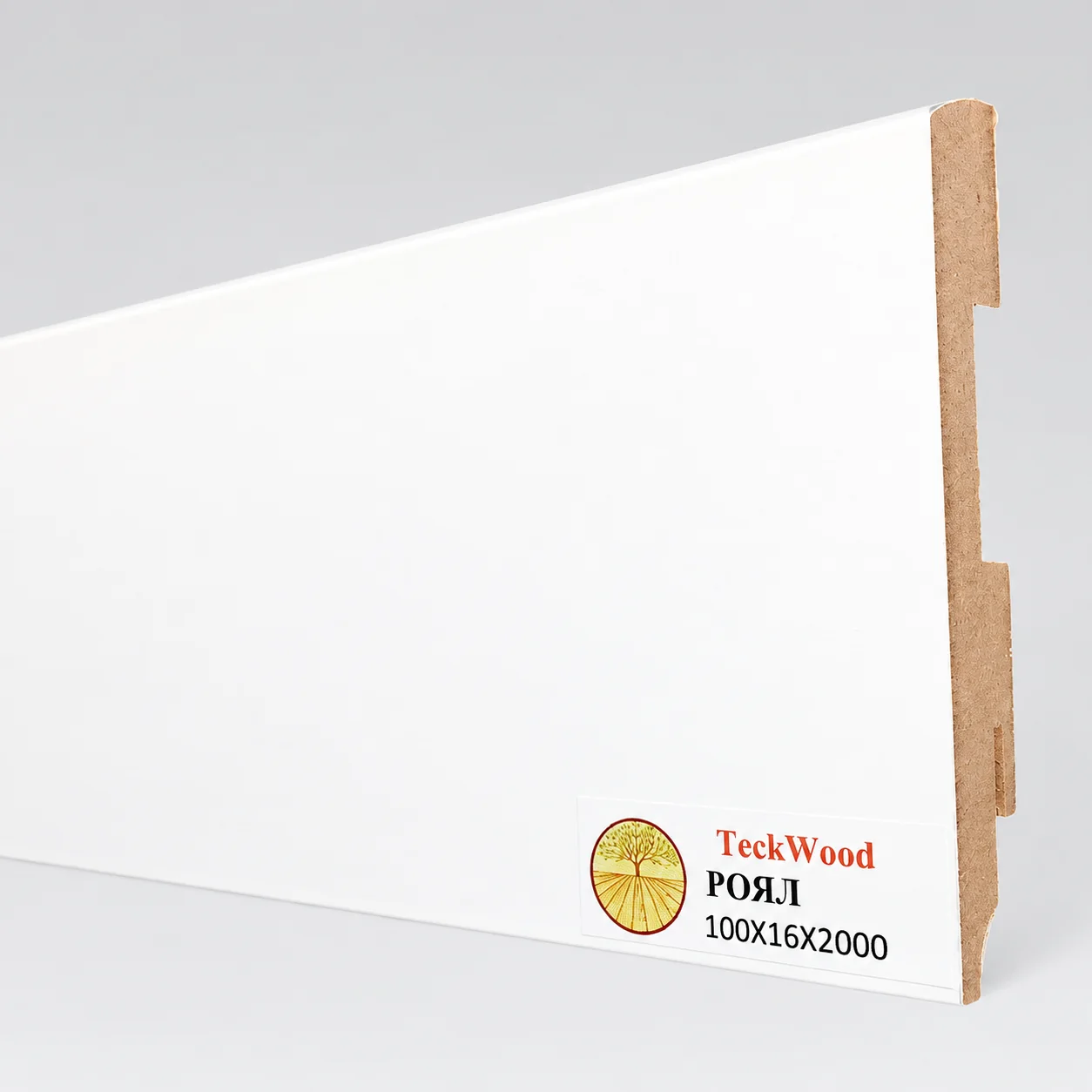 Плинтус МДФ ламинированный TeckWood белый Роял матовый 2000×100×16