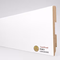Плинтус МДФ ламинированный TeckWood белый Роял матовый 2000×120×16