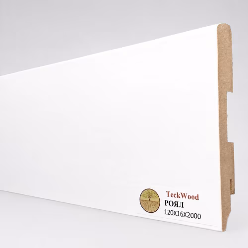 Плинтус МДФ ламинированный TeckWood белый Роял матовый 2000×120×16