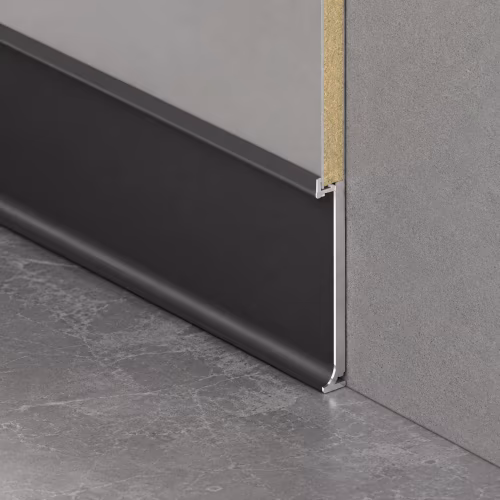 Плинтус алюминиевый Bamstek Черный TJ60 Black 3000×60×6,3