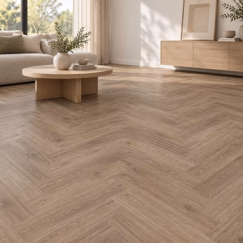 Кварцвиниловый SPC ламинат My Step Стоун Херрингбон Stone Herringbone Дуб Милос MS8318 венгерская елка 564×141×8