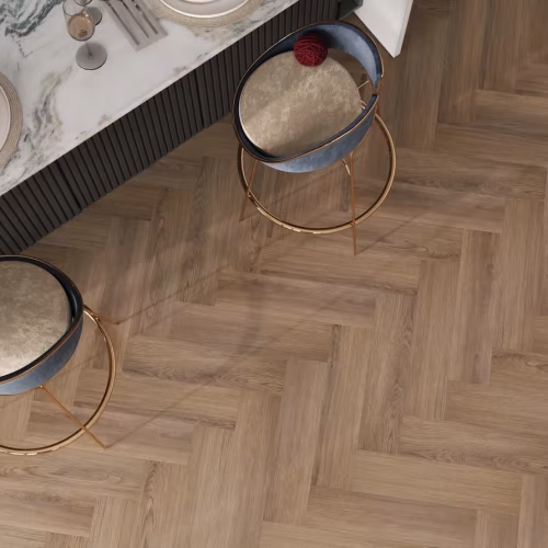 Кварцвиниловый SPC ламинат My Step Стоун Херрингбон Stone Herringbone Дуб Бромо MS8418 венгерская елка 564×141×8