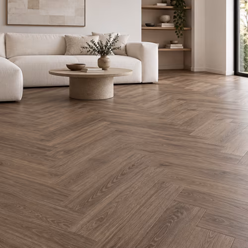 Кварцвиниловый SPC ламинат My Step Стоун Херрингбон Stone Herringbone Дуб Темпл MS8618 венгерская елка 564×141×8