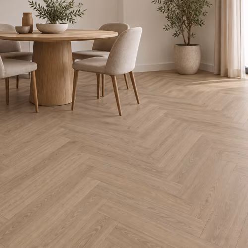 Кварцвиниловый SPC ламинат My Step Стоун Херрингбон Stone Herringbone Дуб Лассен MS8818 венгерская елка 564×141×8