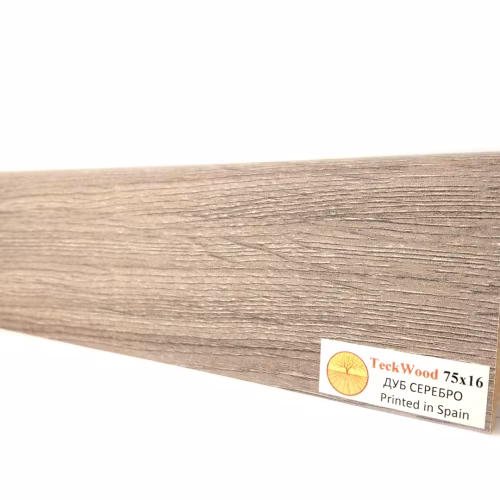Плинтус МДФ ламинированный TeckWood Дуб Серебро 2150×75×16