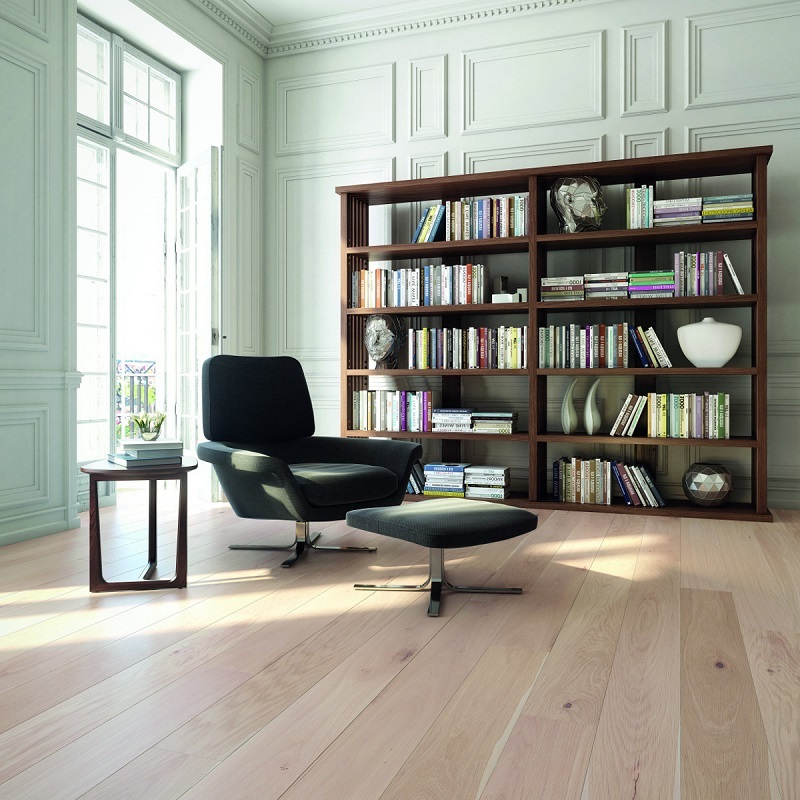 Паркетная доска Barlinek Pure дуб Creme Brulee Grande 2200×180×14 фото в интерьере