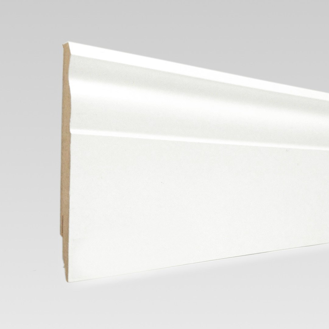 Плинтус МДФ ламинированный TeckWood белый Прайм Ренессанс глянец 2150×100×16