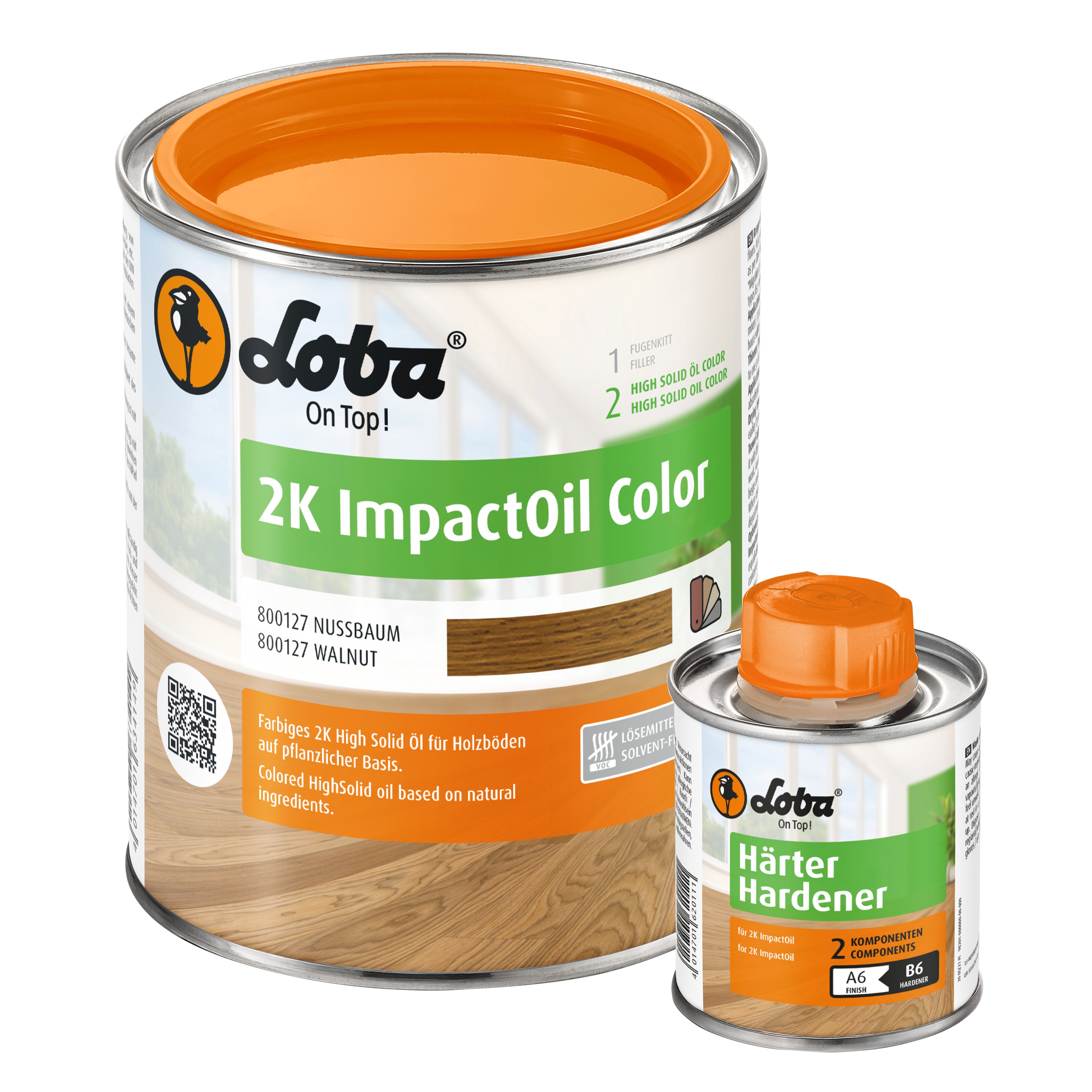 Цветное двухкомпонентное масло Loba HS 2K ImpactOil Color орех 0,75 л