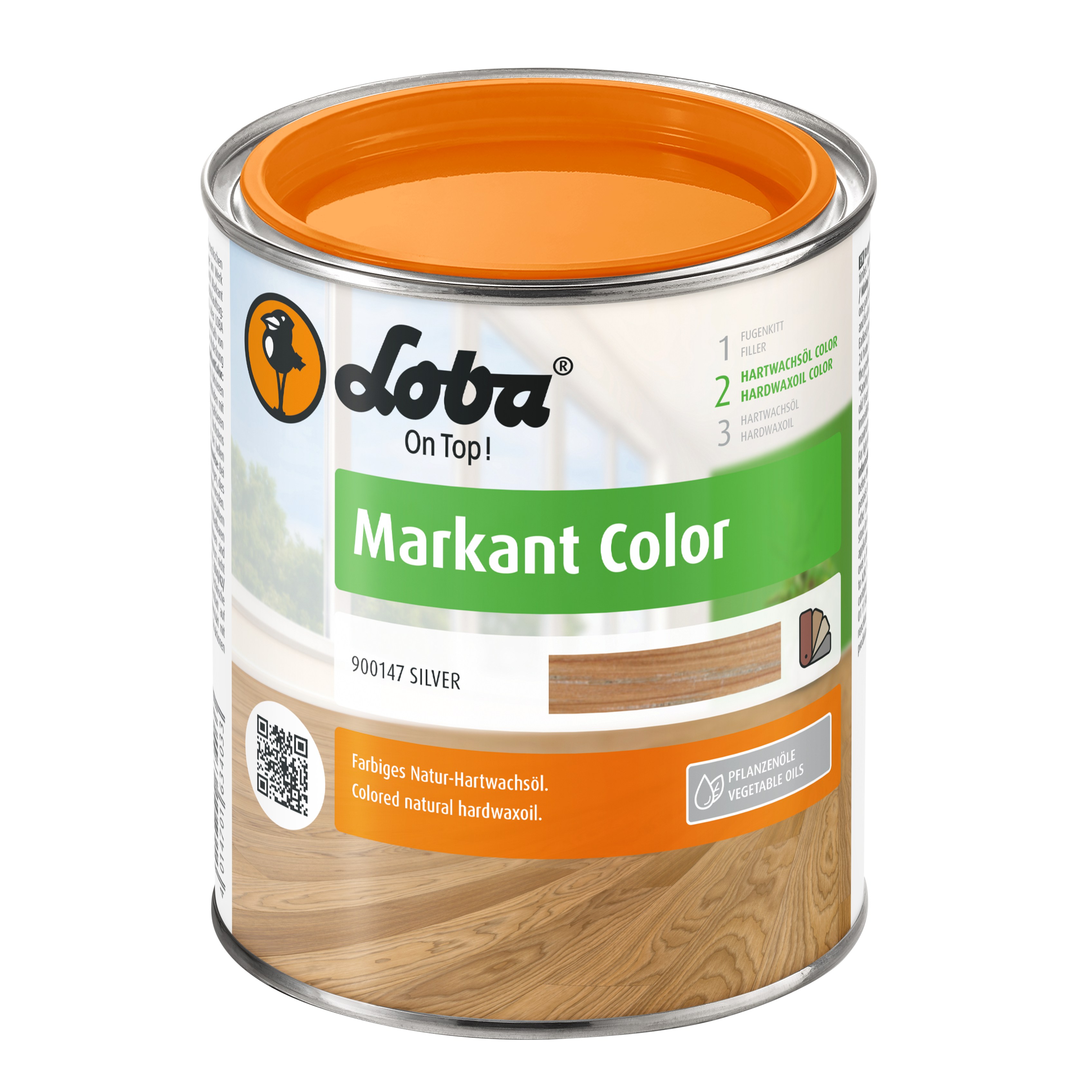 Цветное масло с твердым воском Loba Markant Color сильвер 0,75 л