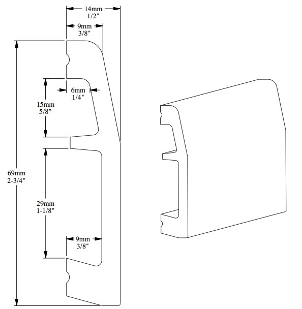 Плинтус под покраску Orac Decor Orac Axxent SX125 2000×69×14