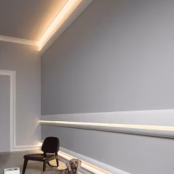 Потолочный плинтус под покраску гибкий Orac Decor Modern Antonio C373F с подсветкой 2000×50×80