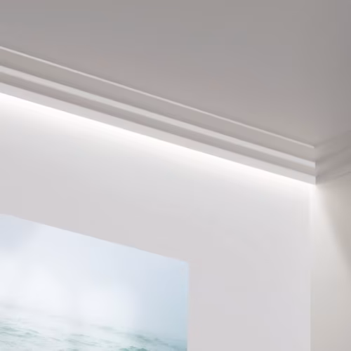 Потолочный плинтус под покраску Orac Decor Select C390 с подсветкой 2000×100×60