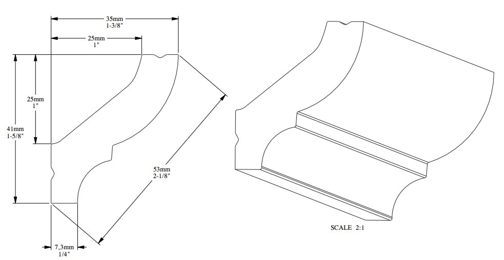 Потолочный плинтус под покраску Orac Decor Durofoam CB501N 2000×35×41