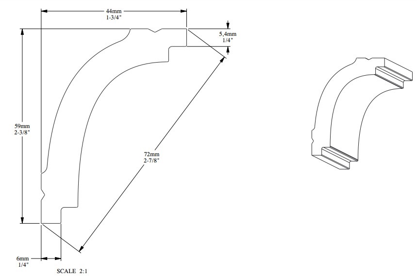 Потолочный плинтус под покраску Orac Decor Durofoam CB523N 2000×44×59