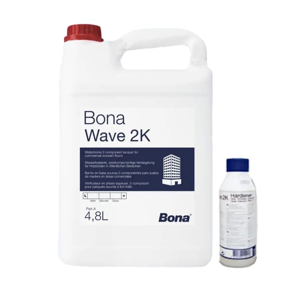 Лак для паркета Bona Wave 2K полиуретановый на водной основе полуматовый 5 л