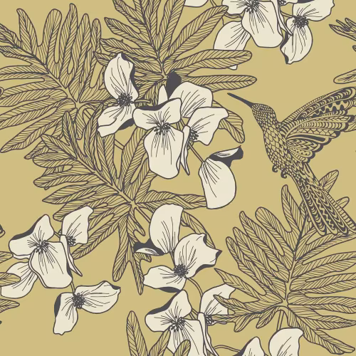 Обои 1838 Wallcoverings Aurora Hummingbird Mustard 1804-117-01
