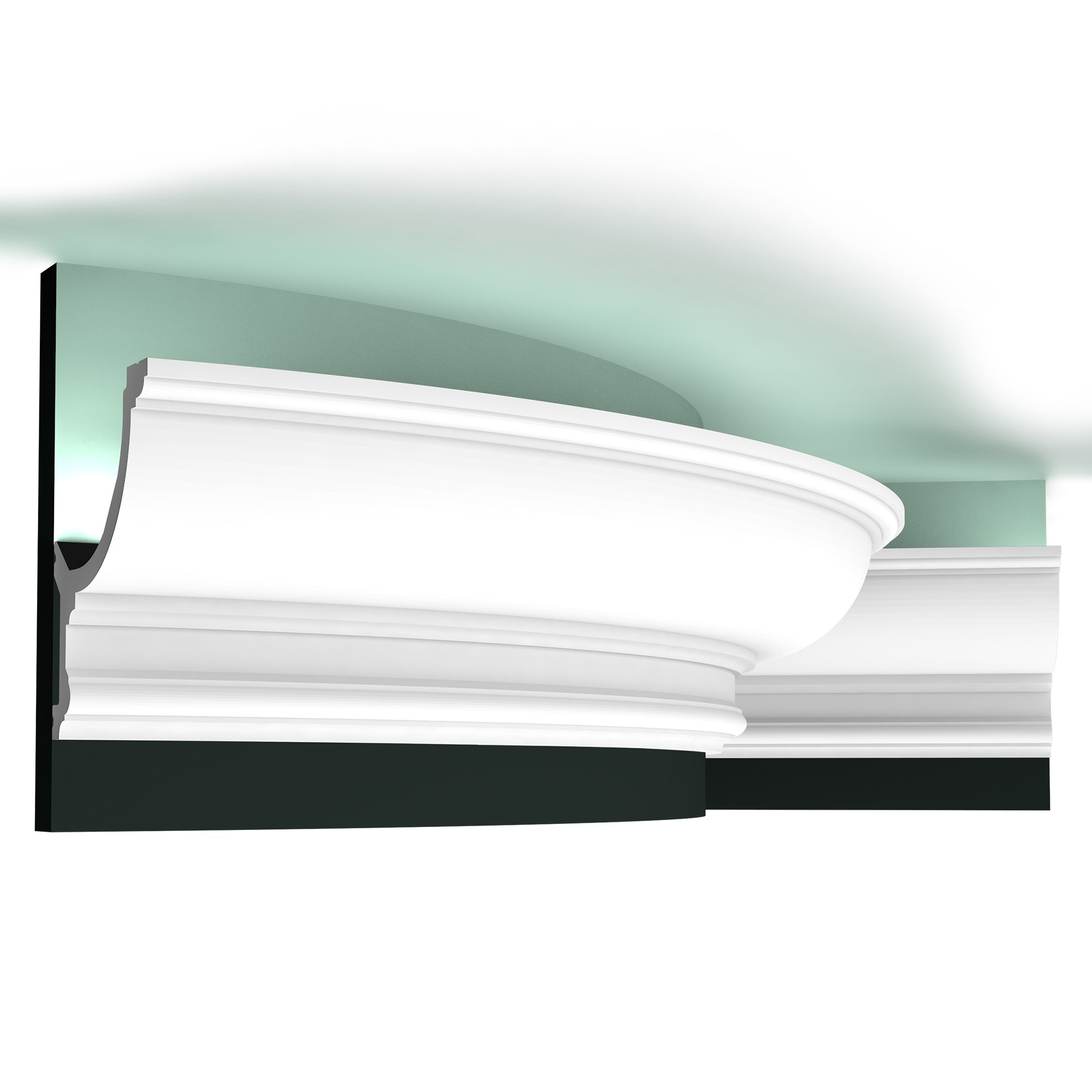 Потолочный плинтус под покраску гибкий Orac Decor Orac Luxxus C901F с подсветкой 2000×124×148